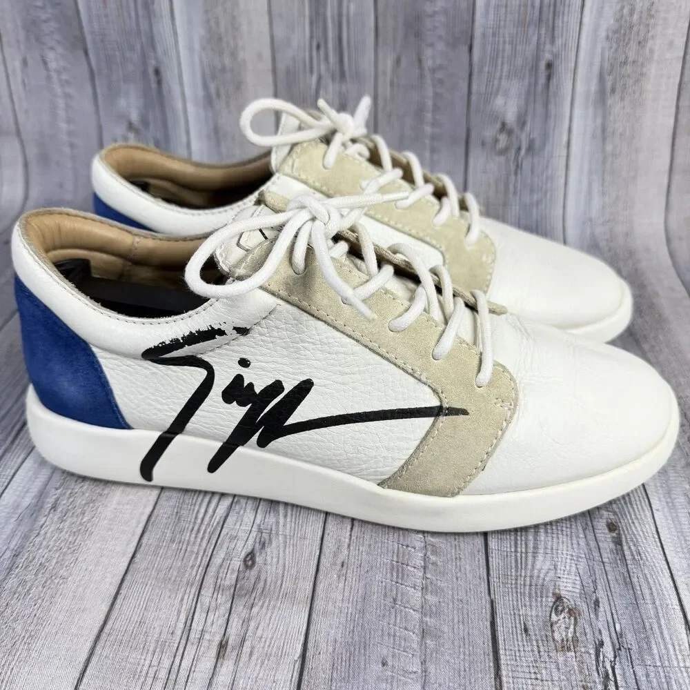 Giuseppe Zanotti Shoes 40 Signature Logo Leather Lace Up Sneakers Trainers $550